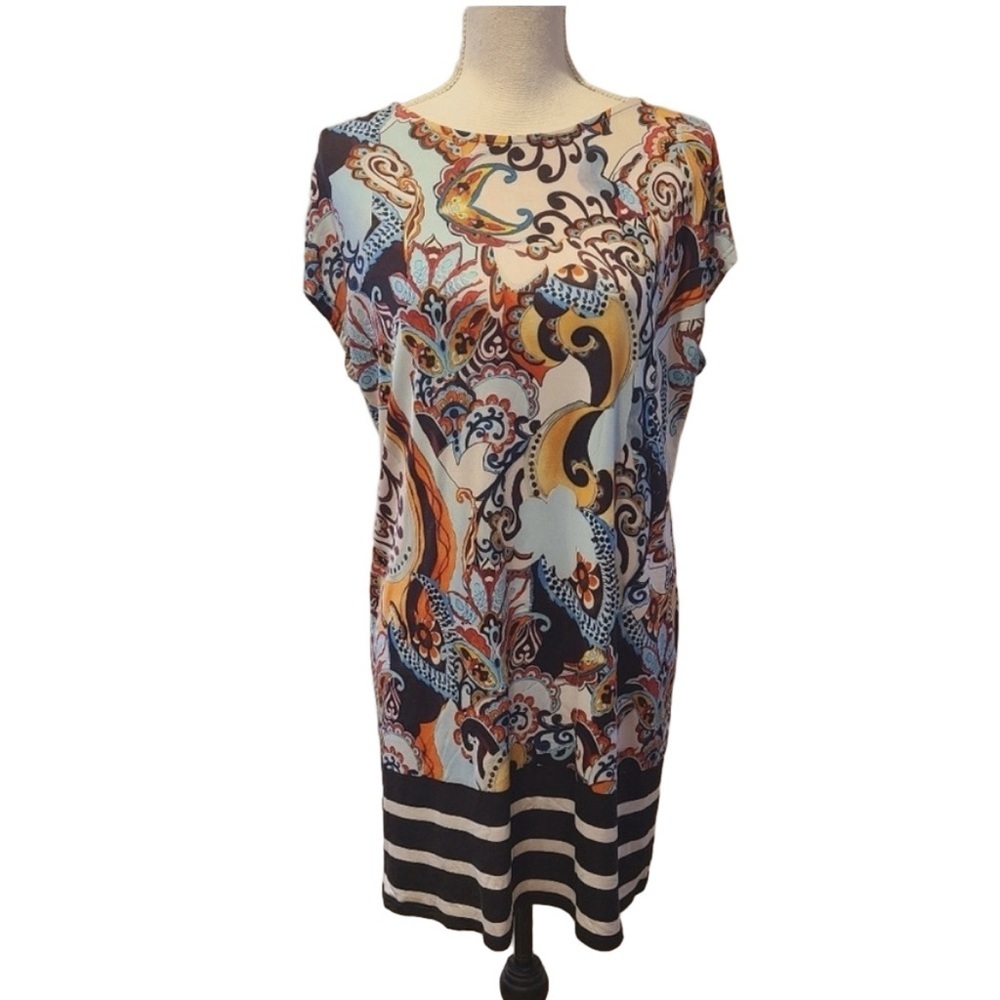 Mely New York Boho Watercolor Abstract Dress Size M Flowy Vintage
